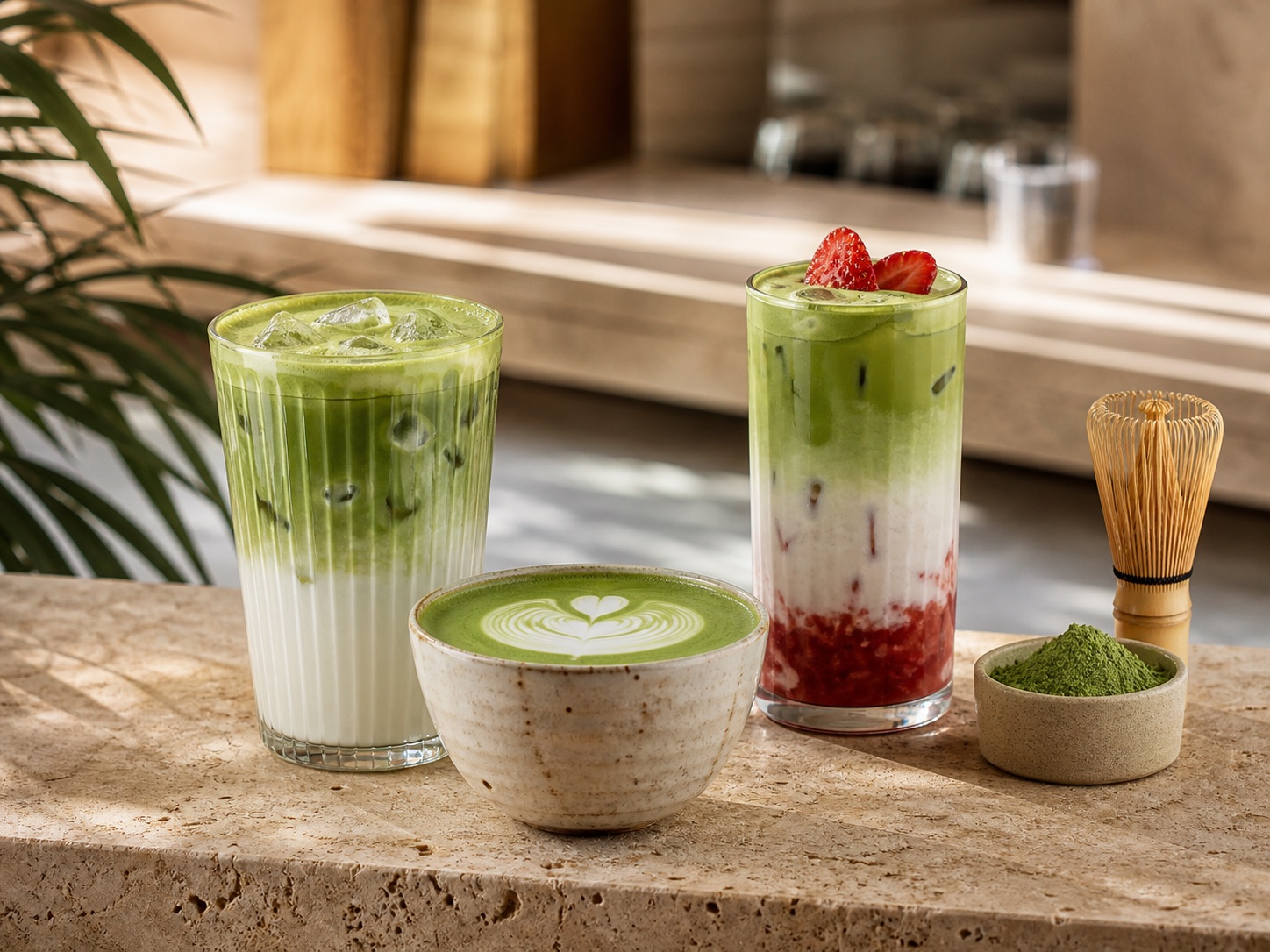 BIO matcha latte a ovocné matcha kombinácie