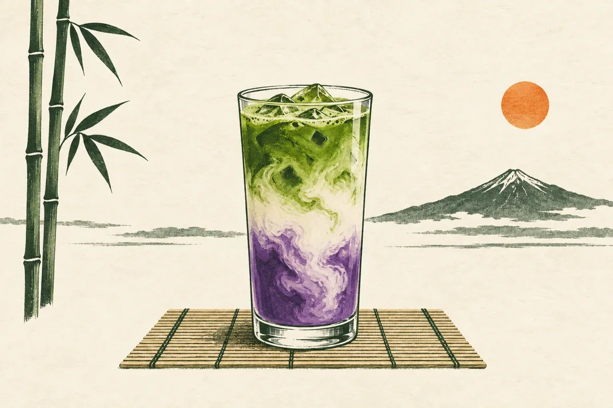 Bebidas combinadas de ube y matcha