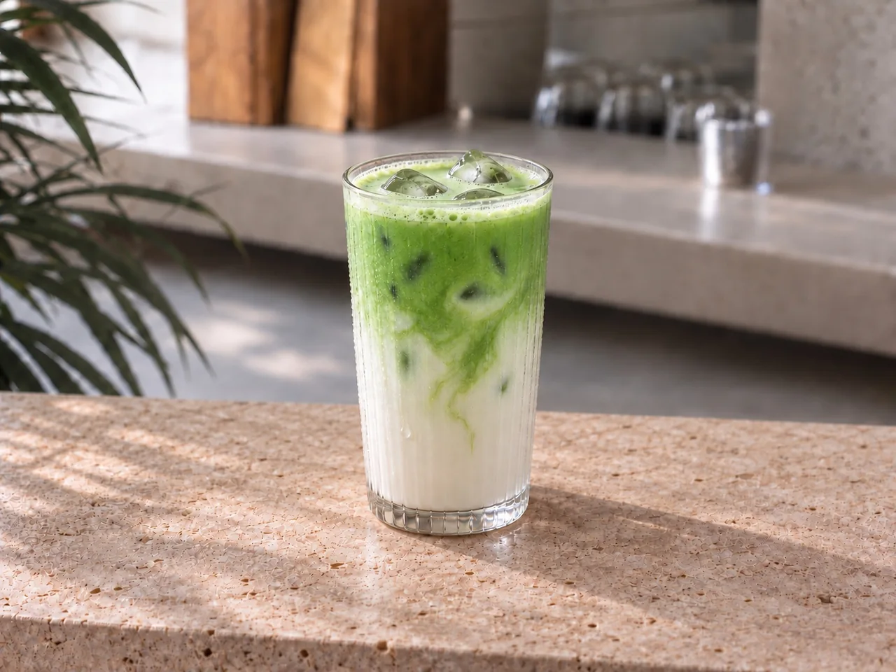 Ľadové matcha latte z japonskej matchy a ovseného mlieka