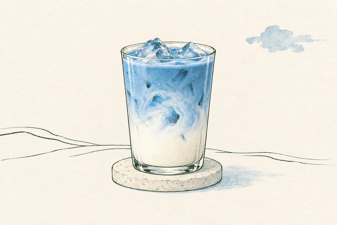 Latte azul de vainilla ilustrado